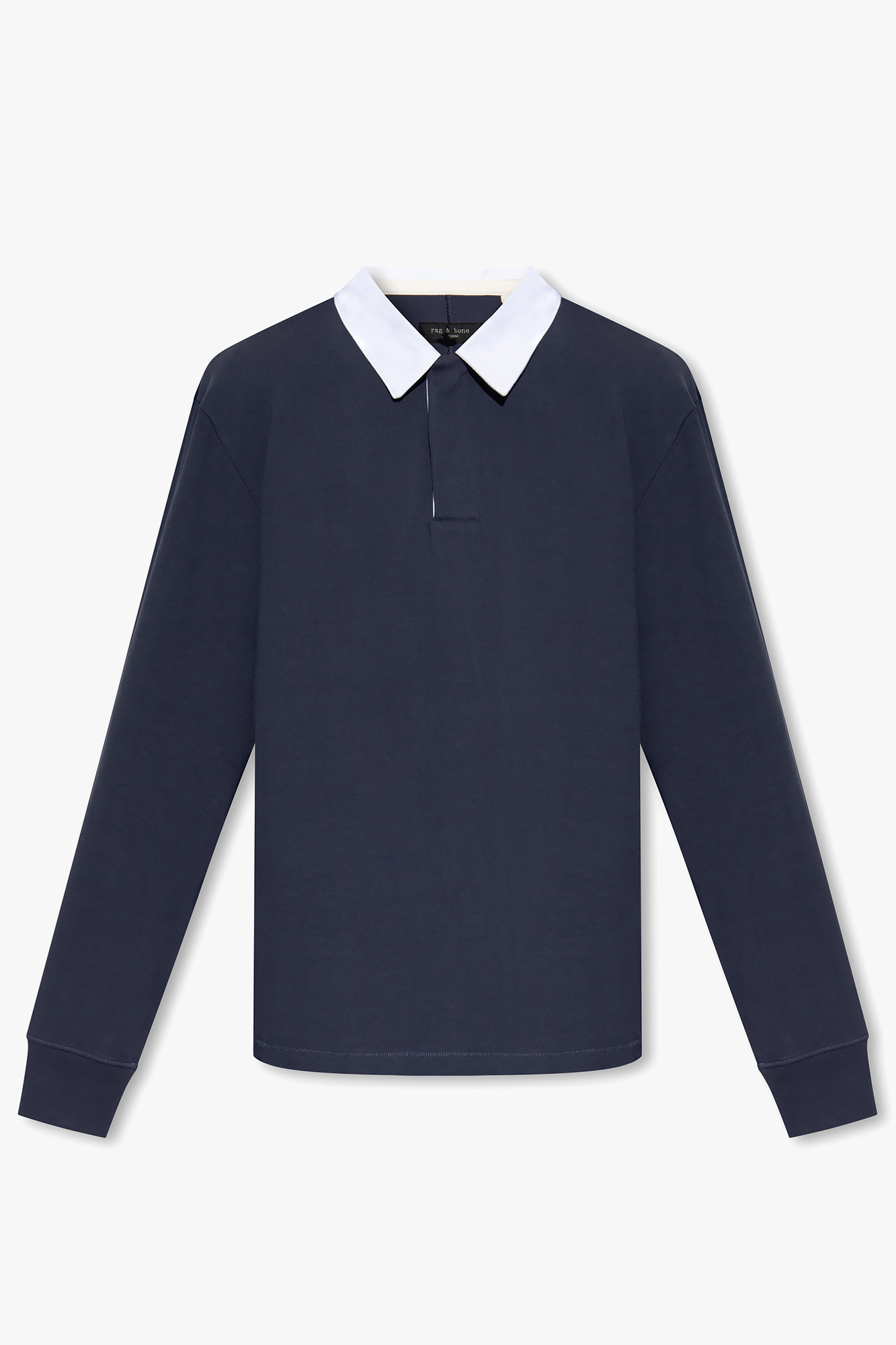 Navy blue Alton Rugby polo shirt Rag Bone SchaferandweinerShops HK Club Homme knitted polo shirt with revere collar in beige